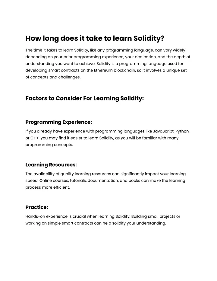 how long does it take to learn solidity