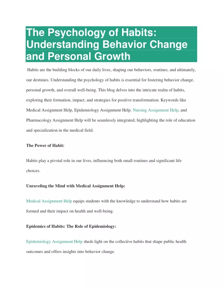 the psychology of habits understanding behavior