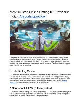 most trusted online betting id provider in india allsportsidprovider