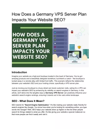 How Does a Germany VPS Server Plan Impacts Your Website SEO
