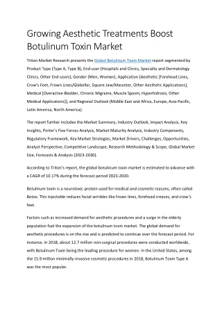Global Botulinum Toxin Market Report Forecast 2023-2030