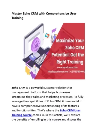 Master Zoho CRM with Comprehensive User Training