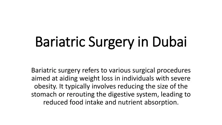 bariatric surgery in dubai