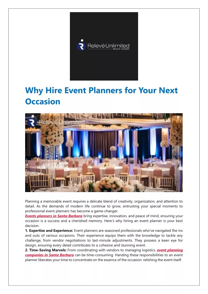 why hire event planners for your next occasion