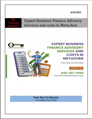 Expert Business Finance Advisory Services and costs in Metuchen