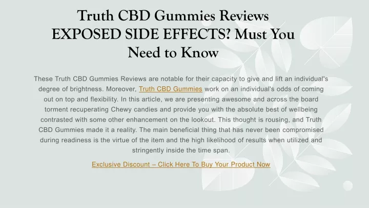 truth cbd gummies reviews exposed side effects