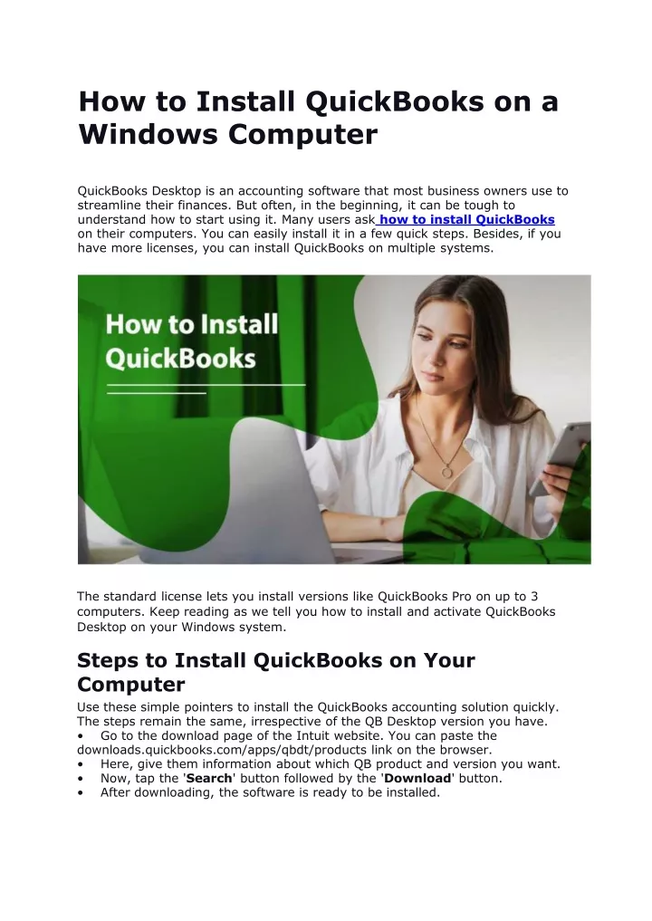 how to install quickbooks on a windows computer