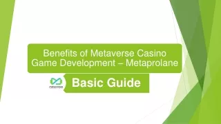 Benefits of metaverse casino game development PDF