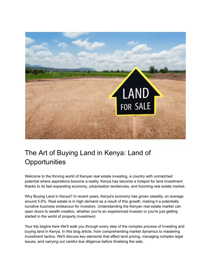 the art of buying land in kenya land