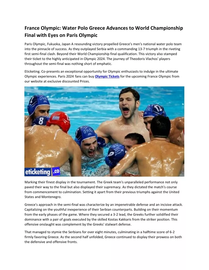 france olympic water polo greece advances