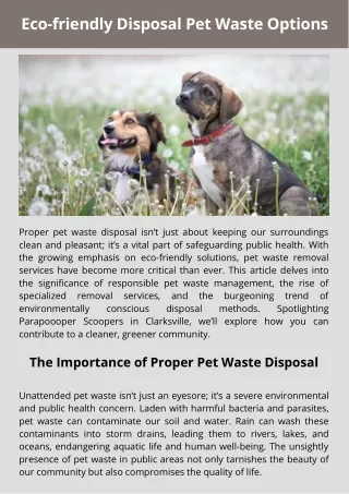 Eco-friendly Disposal Pet Waste Options