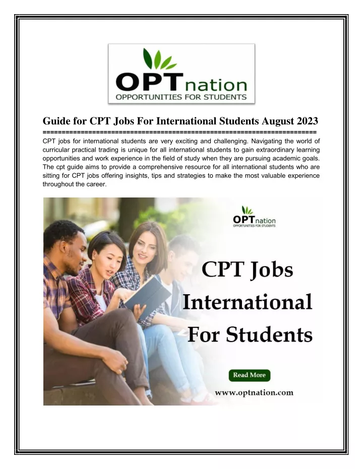 guide for cpt jobs for international students