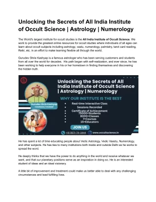 Unlocking the Secrets of All India Institute of Occult Science _ Astrology _ Numerology