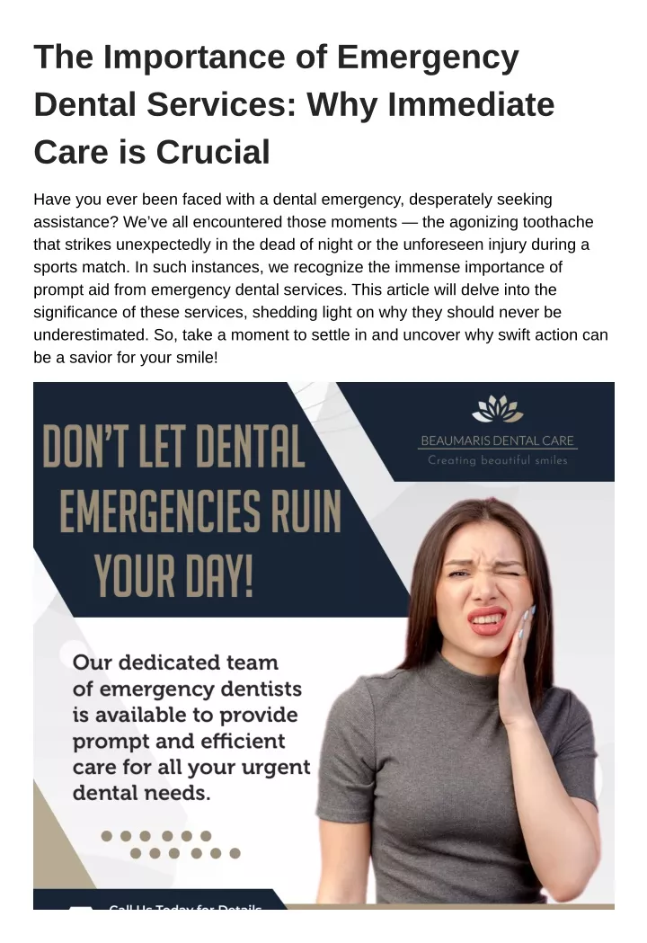 the importance of emergency dental services