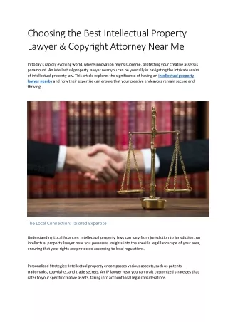 Choosing the Best Intellectual Property Lawyer & Copyright Attorney Near Me