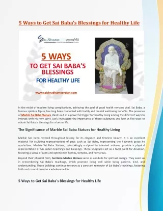 5 Ways to Get Sai Baba Blessings for Healthy Life