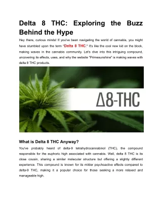 Delta 8 THC_ Exploring the Buzz Behind the Hype