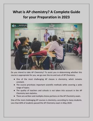 what is ap chemistry a complete guide for your