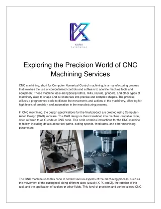 Exploring the Precision World of CNC Machining Services