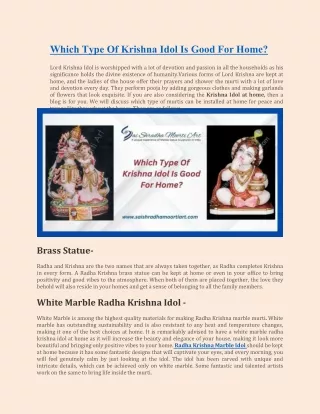 Which Type Of Krishna Idol Is Good For Home?