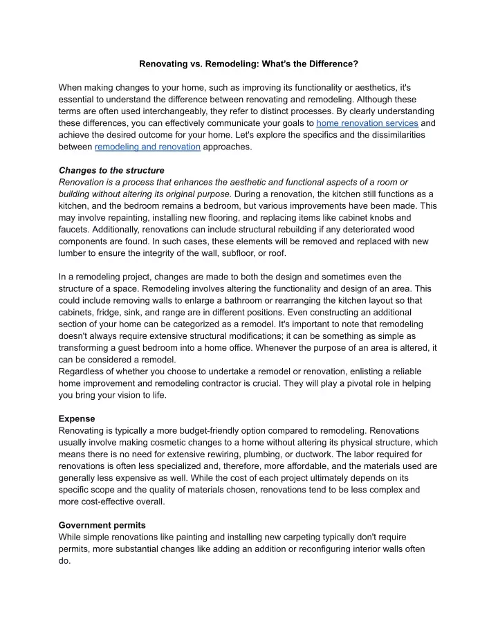 renovating vs remodeling what s the difference