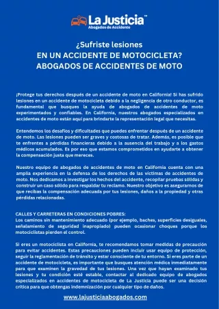EN UN ACCIDENTE DE MOTOCICLETA ABOGADOS DE ACCIDENTES DE MOTO