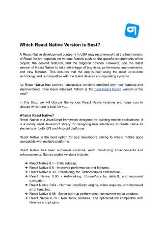 Which React Native Version is Best