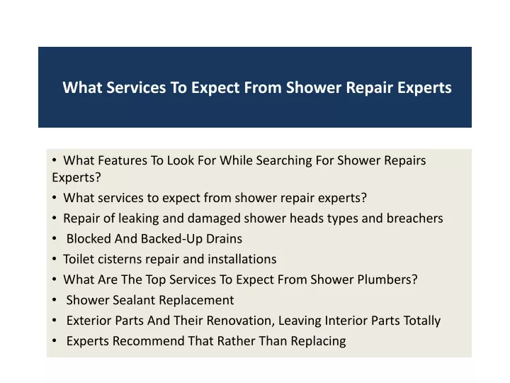 what services to expect from shower repair experts