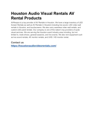 Houston Audio Visual Rentals