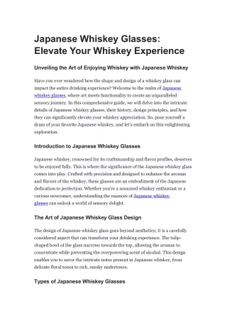 Japanese Whiskey Glasses: Elevate Your Whiskey Experience