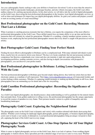 Past Snapshots: Elevating Your Photography Skills on the Gold Coast