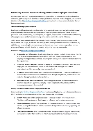 optimizing business processes through servicenow