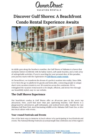 Discover Gulf Shores A Beachfront Condo Rental Experience Awaits