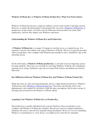 windows 10 home key vs windows 10 home product