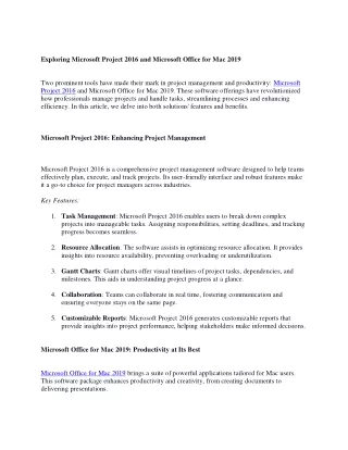 exploring microsoft project 2016 and microsoft