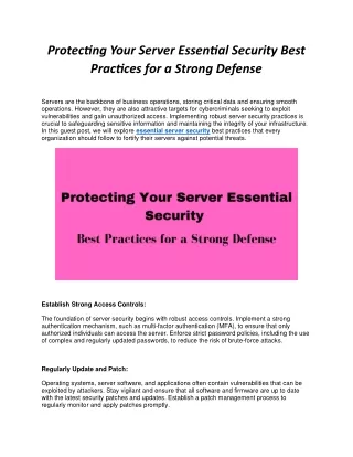 protecting your server essential security best
