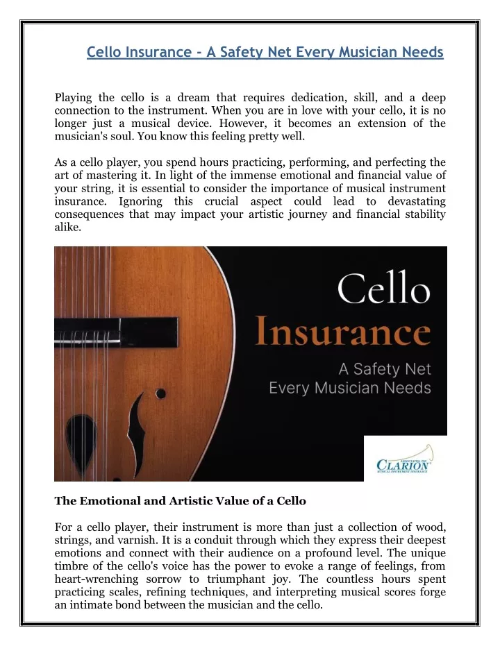 cello insurance a safety net every musician needs