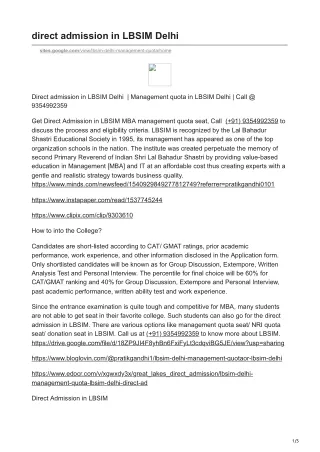 direct admission in lbsim delhi