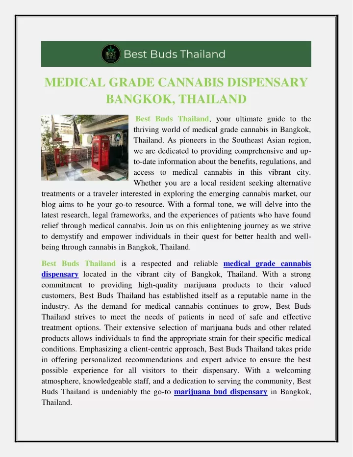 medical grade cannabis dispensary bangkok thailand