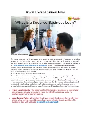 What is a Secured Business Loan
