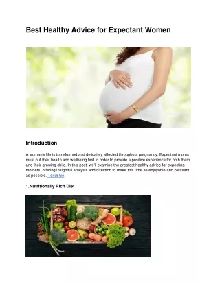 Best Healthy Advice for Expectant Women