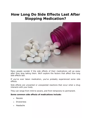 How Long Do Side Effects Last After Stopping Medication