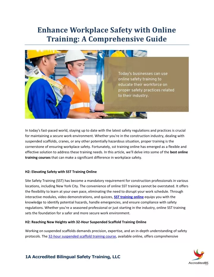 enhance workplace safety with online training