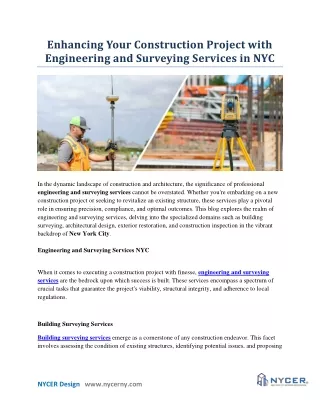 Enhancing Your Construction Project with Engineering and Surveying Services in NYC