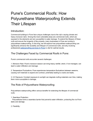 Pune's Commercial Roofs_ How Polyurethane Waterproofing Extends Their Lifespan