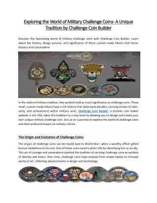 Exploring the World of Military Challenge Coins -  A Unique Tradition by Challenge Coin Builder