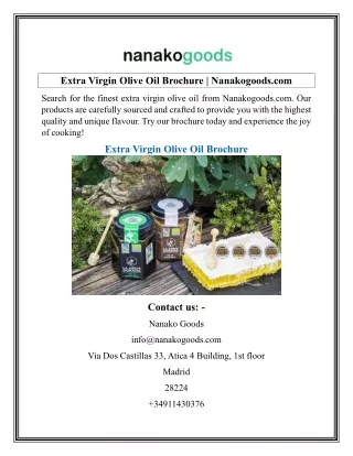 Extra Virgin Olive Oil Brochure  Nanakogoods