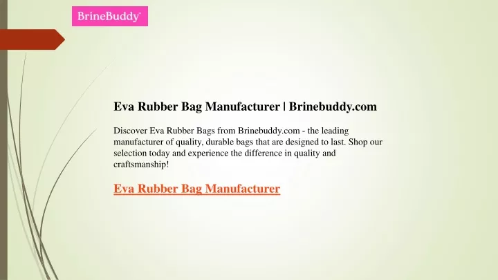 eva rubber bag manufacturer brinebuddy