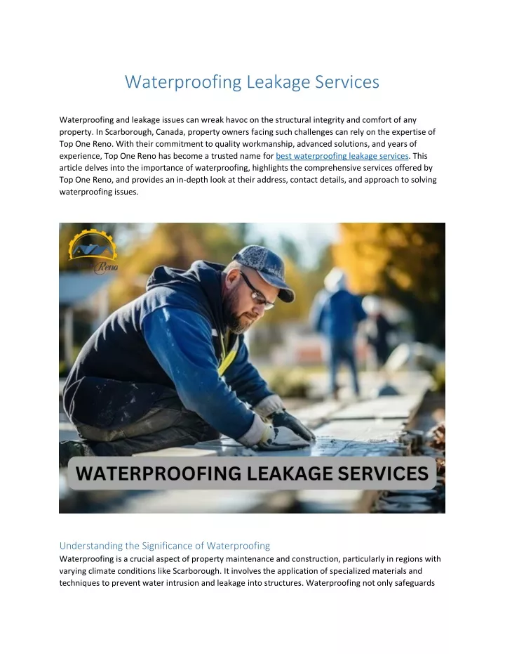 waterproofing leakage services