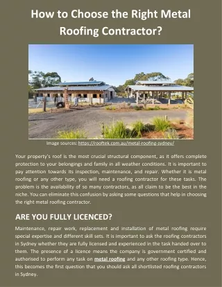 How to Choose the Right Metal Roofing Contractor?